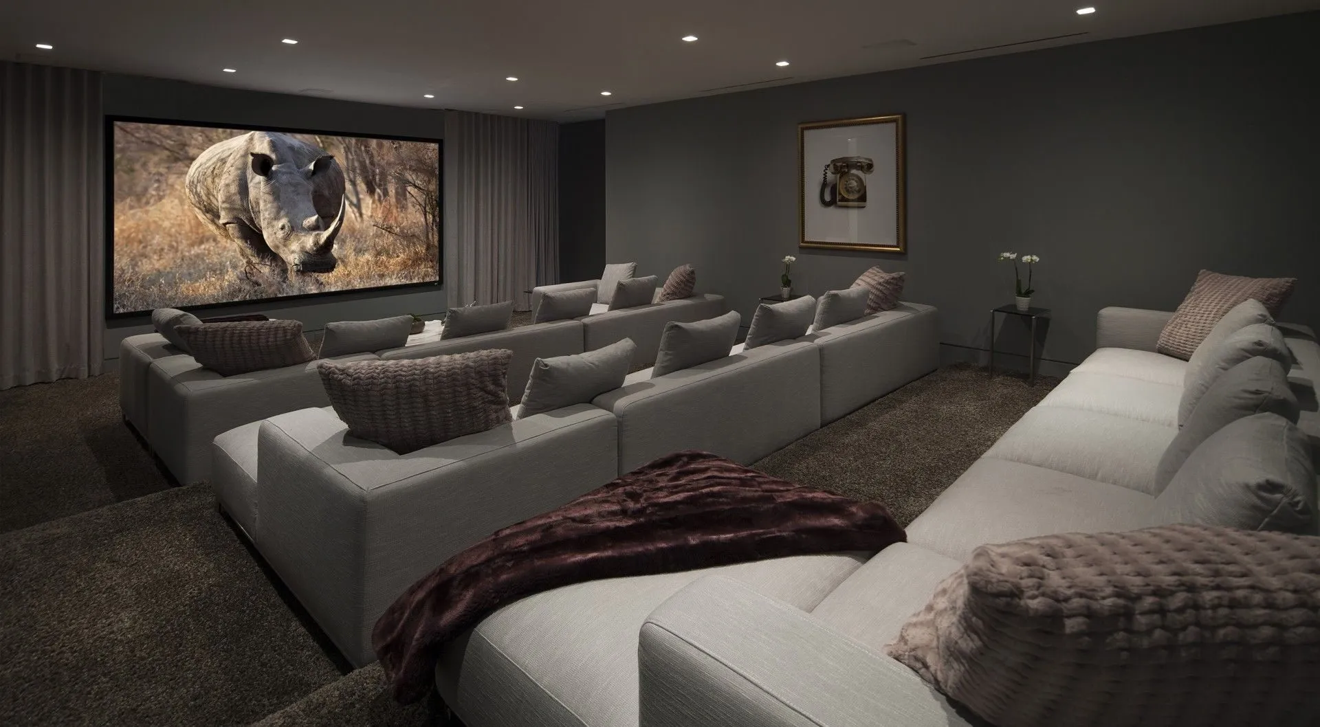 Home theater with tiered seating